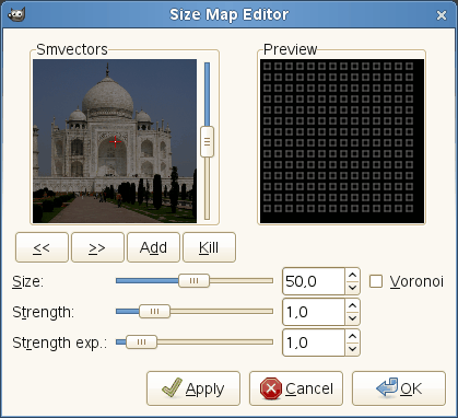 Opcions de l'editor del mapa de la mida