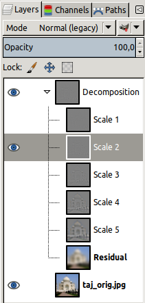 Exemple del filtre «Descomposició de l'ondeta»