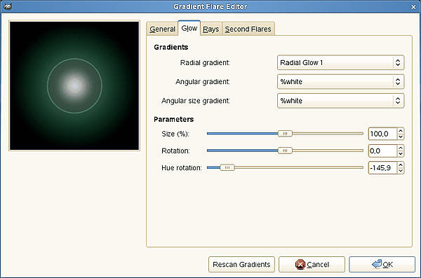 Opcions de l'«Editor Espurneig gradual» (lluentor)