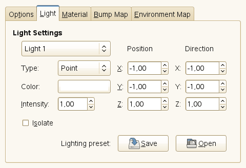 Opcions del filtre «Efectes de llum» (paràmetres)