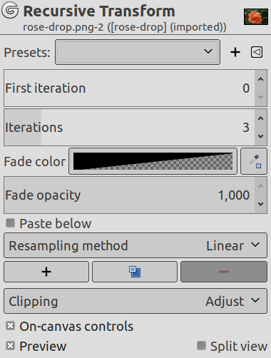 Opcions del filtre «Transformació recursiva»