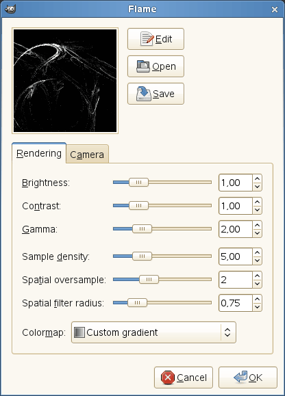 Opcions per al filtre «Flama»