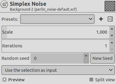 Opcions del filtre «Soroll Simplex»