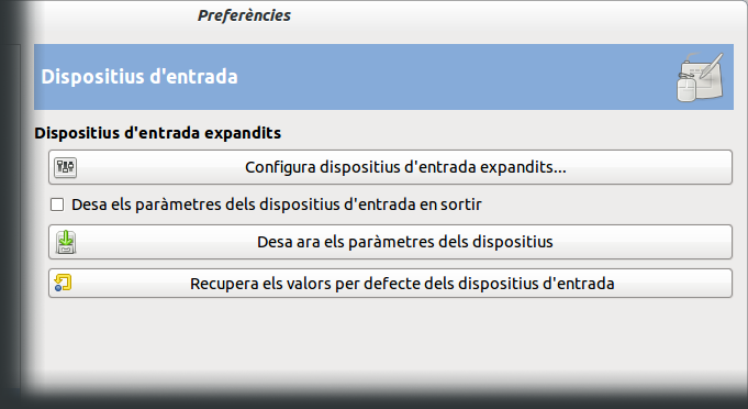 Preferències dels dispositius d'entrada