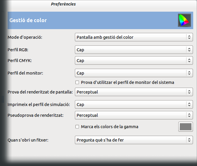 Preferències de gestió del color