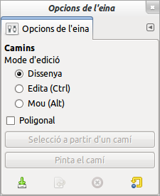 «Camí» opcions de l'eina