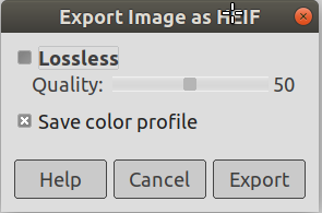 El diàleg d'exportar a HEIF/HEIC