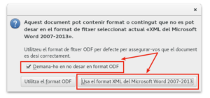 LibreOffice - Confirmació