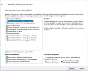 Captura de pantalla de la finestra de configuració del Catalanitzador al Windows 11.